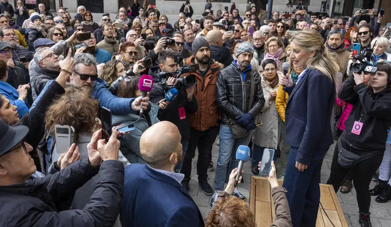 La vicepresidenta segunda del Gobierno, Yolanda D&iacute;az, durante un acto de escucha del proyecto Sumar, en la Filmoteca de Albacete - Luis Vizca&iacute;no - Europa Press 