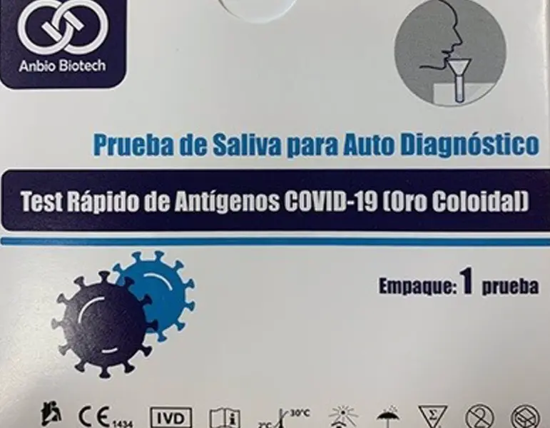  Test r&aacute;pido de ant&iacute;genos de COVID-19 de la compa&ntilde;&iacute;a Anbio que ha sido retirado por la presencia de la bacteria 'Pseudomonas aeruginosa'. - AEMPS 