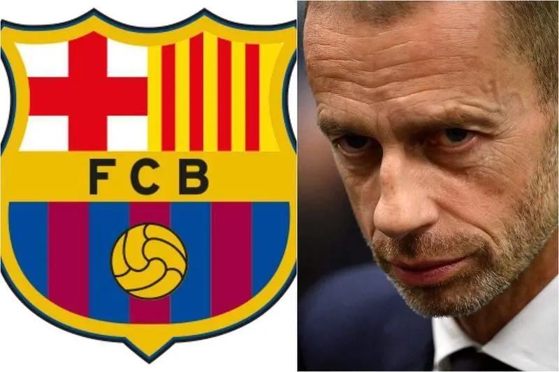  Cefer&iacute;n junto al escudo del F.C Barcelona 