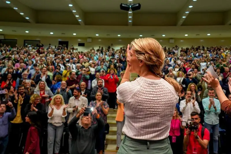  La vicepresidenta segunda del Gobierno y ministra de Trabajo y Econom&iacute;a Social, Yolanda D&iacute;az, llega al acto de escucha de su proyecto Sumar en Andaluc&iacute;a 