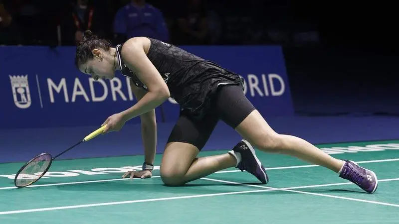  Carolina Mar&iacute;n en su derrota ante Tunjung 