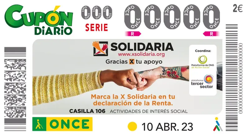  Cup&oacute;n del 10 de abril que estar&aacute; dedicado a la X Solidaria. - ONCE 