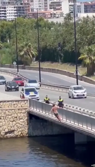  El hombre que se lanz&oacute; al puente y la polic&iacute;a local 