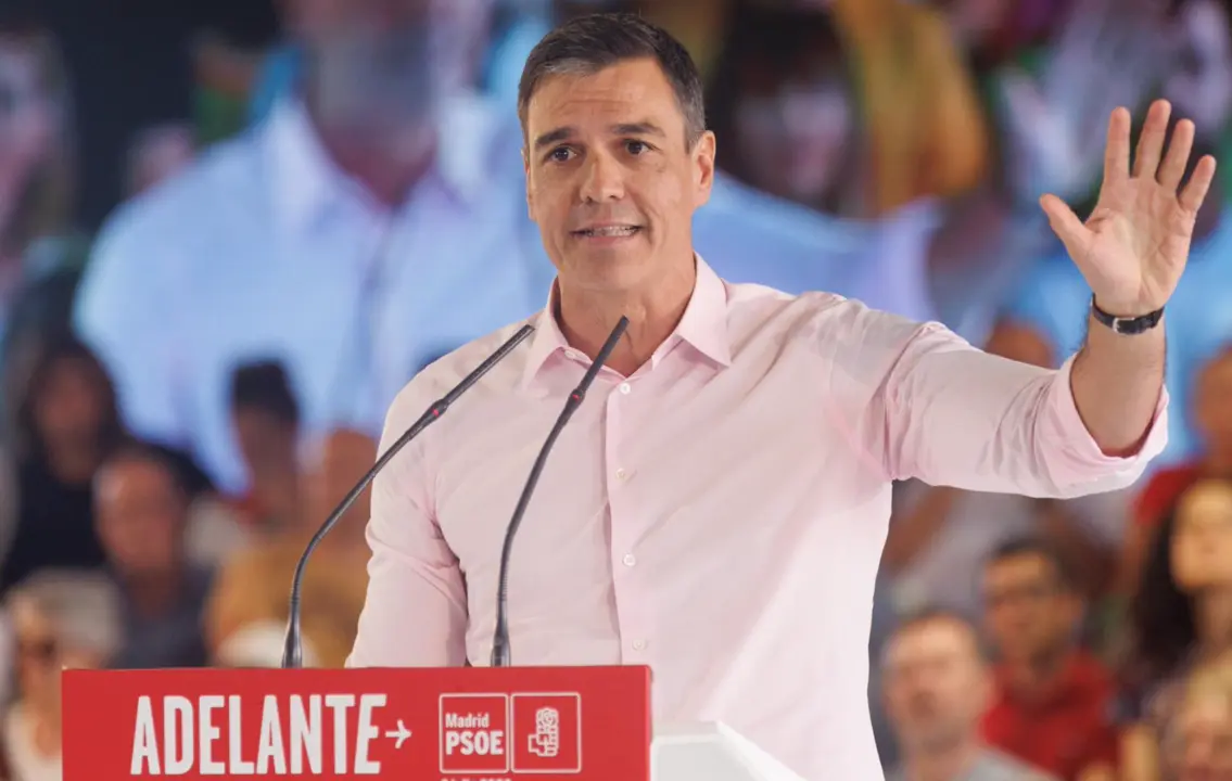  El secretario general del PSOE y presidente del Gobierno, Pedro S&aacute;nchez, interviene en el acto de inicio de la campa&ntilde;a, en el Pabell&oacute;n de Convenciones de la Casa de Campo de Madrid, a 6 de julio de 2023, en Madrid (Espa&ntilde;a). - Eduardo Parra - Europa Press 