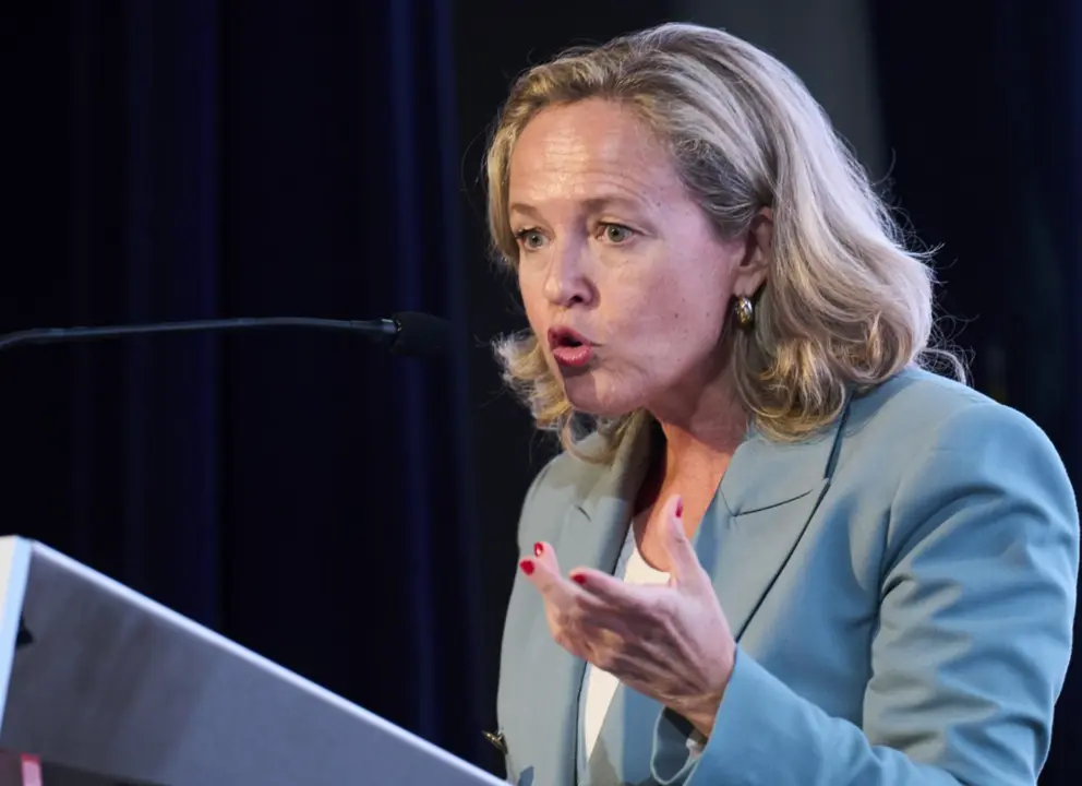  La vicepresidenta primera del Gobierno y ministra de Asuntos Econ&oacute;micos y para la Transformaci&oacute;n Digital en funciones, Nadia Calvi&ntilde;o. - Juanma Serrano - Europa Press 