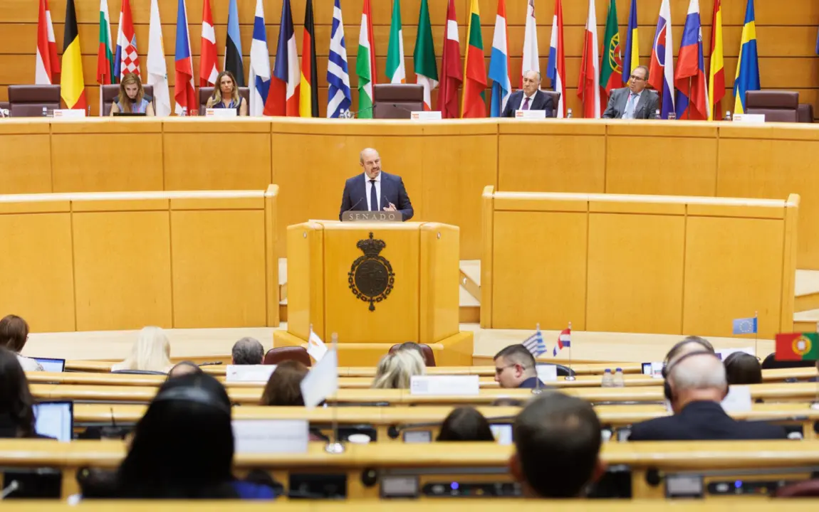  El presidente del Senado, Pedro Roll&aacute;n, clausura la reuni&oacute;n de presidentes de la COSAC en el Senado, a 18 de septiembre de 2023, en Madrid (Espa&ntilde;a). Los presidentes de la Conferencia de &Oacute;rganos Especializados en Asuntos Europeos (COSAC) han participado en - Eduardo Parra - Europa Press 