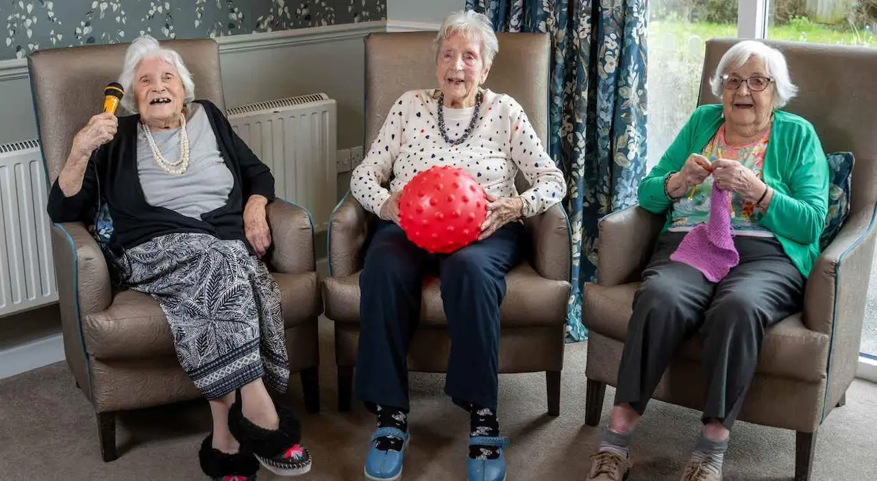  Centenarians at Care U.K&rsquo;s Manor Lodge in Chelmsford Essex. L-r Irene Rankin age 101 , Daisy Taylor age 103 and Phyllis Cottrell 103  See SWNS story SWNAlife. Three friends all over 100 have revealed their secret to a long life - 'happiness, staying active - and keeping a toyboy nearby&rsquo;. Daisy, 103, Irene, 101 and Phyllis, 103 say they still laughing and &ldquo;enjoy life to the fullest&rdquo;. Each woman has been through her own fair share of triumph and torture - World Wars, and loves had and lost. But the three pals who all live in the same care home have shared their advice on how to live to a century and enjoy the journey along the way.  