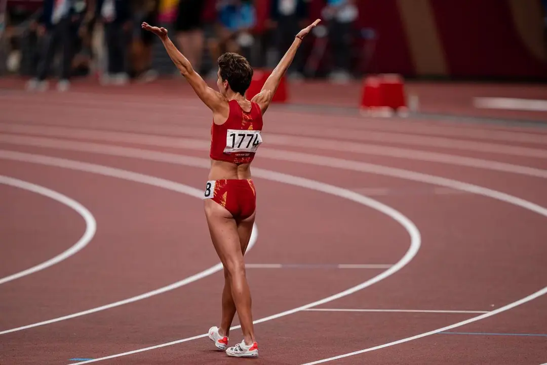  Marta P&eacute;rez, del Equipo Espa&ntilde;ol, en la final de 1500m lisos de atletismo durante los JJOO 2020 