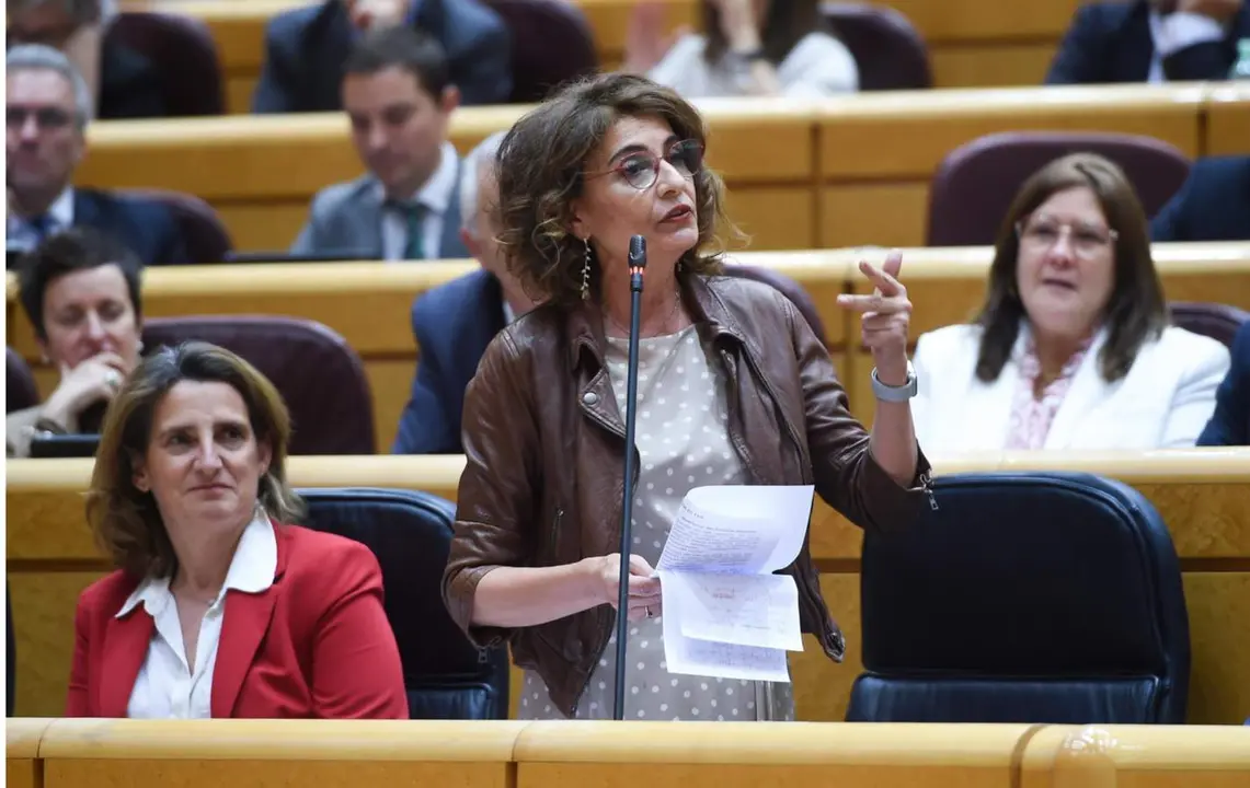  La vicepresidenta primera del Gobierno y ministra de Hacienda, Mar&iacute;a Jes&uacute;s Montero, durante una sesi&oacute;n de control al Gobierno, en el Senado, a 12 de marzo de 2024, en Madrid (Espa&ntilde;a). - Gustavo Valiente - Europa Press 
