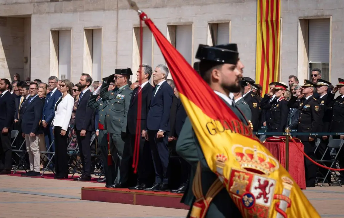  El ministro del Interior, Fernando Grande-Marlaska, en el acto de toma de posesi&oacute;n del nuevo jefe de la Guardia Civil en Catalunya. - DAVID ZORRAKINO - EUROPA PRESS 