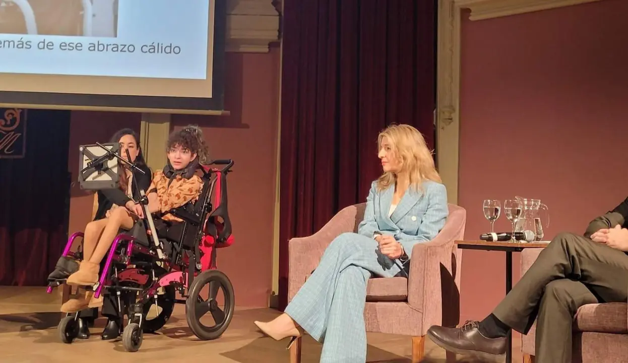  Isabella Arias, una joven de 14 a&ntilde;os con par&aacute;lisis cerebral, en el acto 'Somos personas con discapacidad'. - ASPACE 