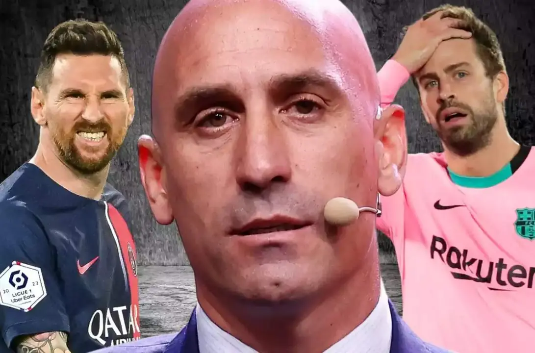  Leo Messi, Luis Rubiales y Gerard Piqu&eacute; 