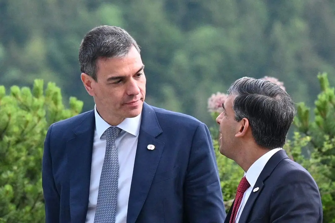  El presidente del Gobierno, Pedro S&aacute;nchez, en la Cumbre sobre la Paz en Ucrania, este domingo 
