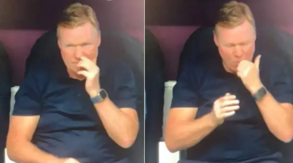  Koeman comi&eacute;ndose un moco en el banquillo de Pa&iacute;ses Bajos 