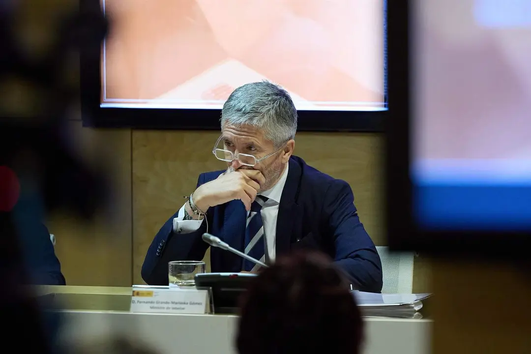  El ministro del Interior, Fernando Grande-Marlaska, durante la presentaci&oacute;n de la Oficina Nacional contra las Violencias Sexuales, en la sede del Ministerio del Interior, a 4 de julio de 2024, en Madrid. 