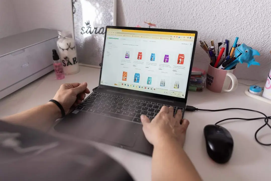 Una persona usando el ordenador