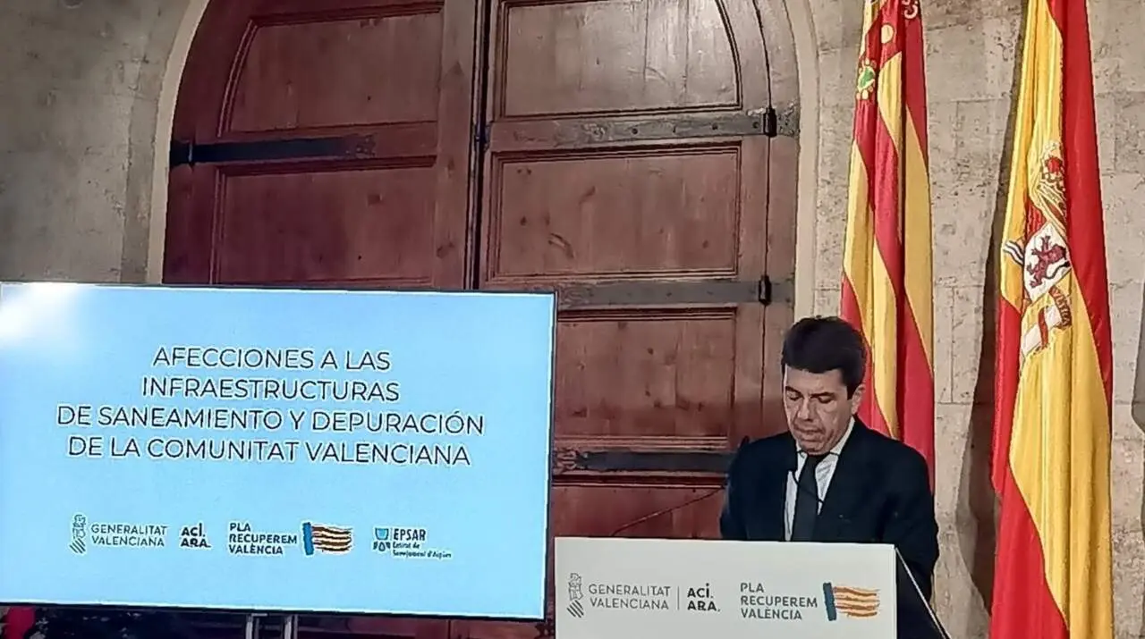 El 'president' de la Generalitat anuncia que el 110% de las depuradoras da&ntilde;adas por la dana est&aacute;n ya activas - EUROPA PRESS 