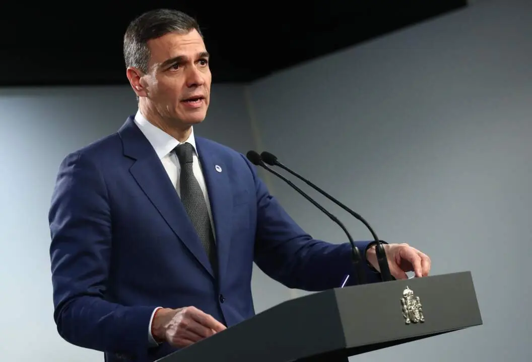  El presidente del Gobierno, Pedro S&aacute;nchez, ofrece una rueda de prensa tras el Consejo Europeo, a 19 de diciembre de 2024, en Bruselas (B&eacute;lgica). Los l&iacute;deres de la Uni&oacute;n Europea (UE) se han reunido en una cumbre apoyando a Ucrania con el objetivo de increm - Pool Moncloa/Borja Puig de la Bellacasa 
