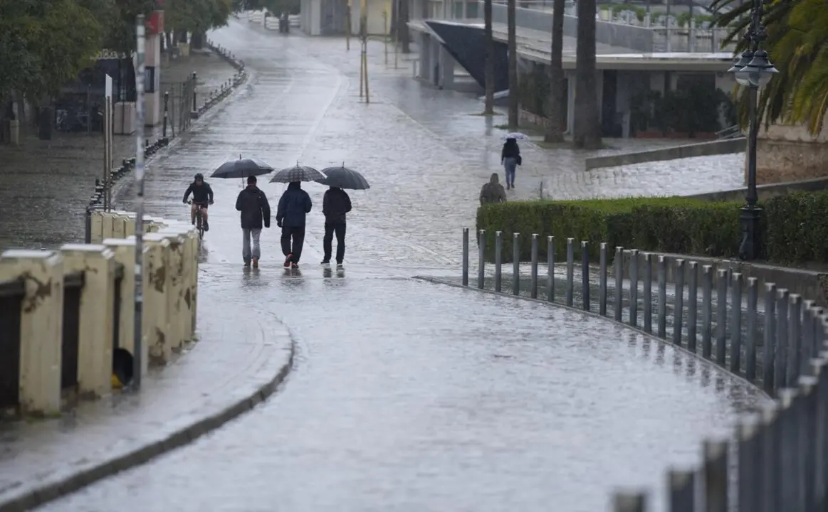  Archivo - Varias se protegen de la lluvia con un paraguas. A 03 de marzo de 2025, en Sevilla (Andaluc&iacute;a, Espa&ntilde;a). - Joaquin Corchero - Europa Press - Archivo 
