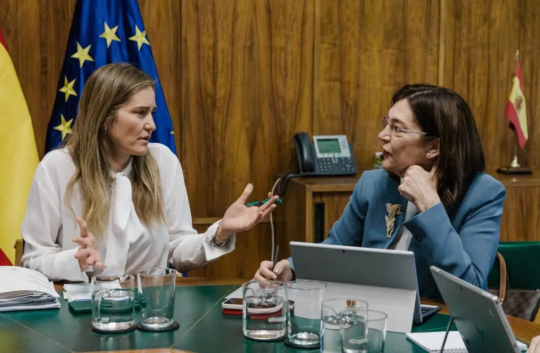  La vicepresidenta del Gobierno y ministra para la Transici&oacute;n Ecol&oacute;gica y el Reto Demogr&aacute;fico, Sara Aagesen (i) y la presidenta de la Comisi&oacute;n Nacional de los Mercados y la Competencia (CNMC), Cani Fern&aacute;ndez, durante una reuni&oacute;n en la sede del Ministerio - Carlos Luj&aacute;n - Europa Press 