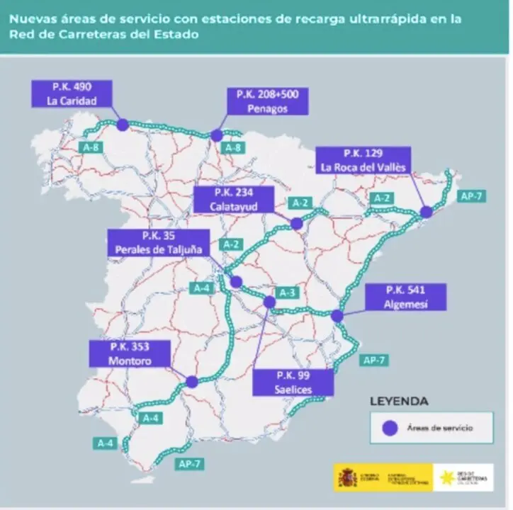  Localizaci&oacute;n de las ocho estaciones de servicio - MINISTERIO DE TRANSPORTES | EP 