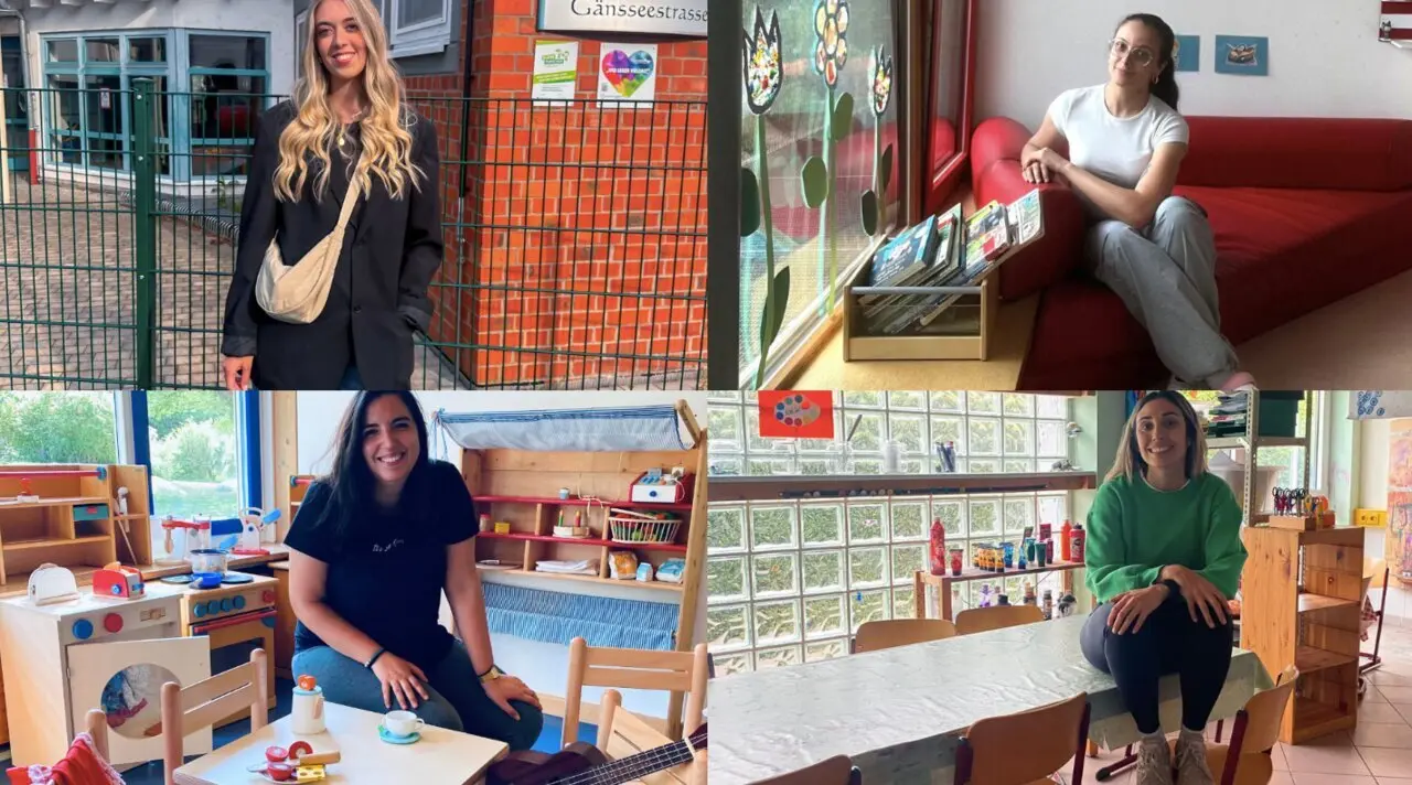  Estefan&iacute;a, Gemma, Gloria y Paloma, educadoras infantiles que trabajan en Alemania<br>- CEDIDA // HELMECA | EP 