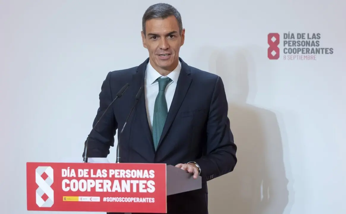  El presidente del Gobierno, Pedro S&aacute;nchez, interviene durante el acto de la Agencia Espa&ntilde;ola de Cooperaci&oacute;n Internacional con motivo del D&iacute;a de las personas cooperantes, a 8 de septiembre de 2025, en Madrid (Espa&ntilde;a).<br>- Alberto Ortega - Europa Press 