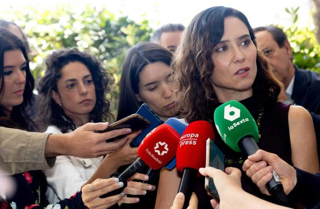  Imagen de la presidenta de la Comunidad de Madrid, Isabel D&iacute;az Ayuso, ofreciendo declaraciones a los medios.<br>- Eduardo Parra - Europa Press 