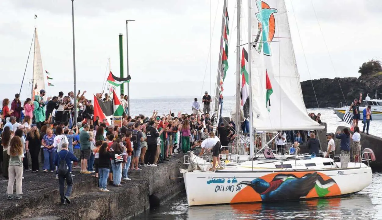  Embarcaci&oacute;n de la Flotilla de la Libertad sale del puerto de Catania, Italia, para poner rumbo a Gaza<br>- Europa Press/Contacto/Orietta Scardino 