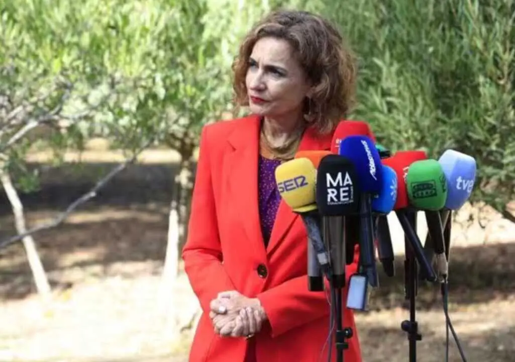  La vicepresidenta primera del Gobierno, Mar&iacute;a Jes&uacute;s Montero, atiende a los medios en Algeciras (C&aacute;diz) en una imagen de archivo<br>- NONO RICO/EUROPA PRESS 