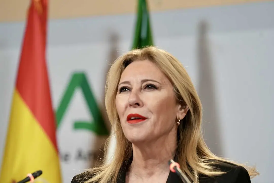 La consejera de Econom&iacute;a, Hacienda y Fondos Europeos de la Junta de Andaluc&iacute;a y portavoz del Gobierno, Carolina Espa&ntilde;a, interviene en la rueda de prensa posterior a la reuni&oacute;n semanal del Consejo de Gobierno de la Junta de Andaluc&iacute;a. 