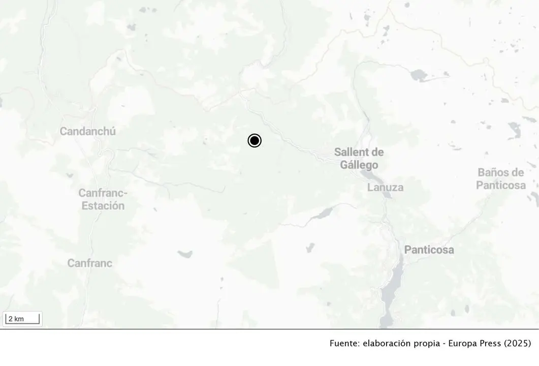 Lugar aproximado de la ca&iacute;da del alud.