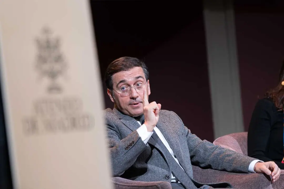 El ministro de Asuntos Exteriores, Uni&oacute;n Europea y Cooperaci&oacute;n de Espa&ntilde;a, Jos&eacute; Manuel Albares, durante &lsquo;Los Desayunos del Ateneo&rsquo;, en el Ateneo de Madrid, a 12 de enero de 2026, en Madrid (Espa&ntilde;a).