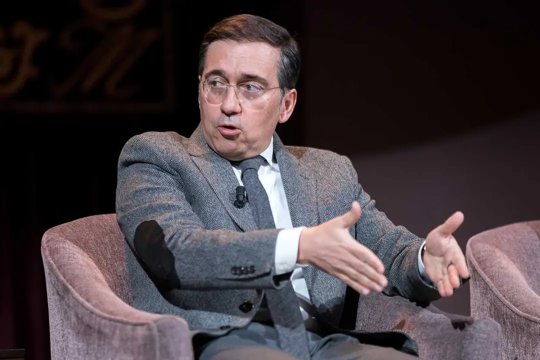 El ministro de Asuntos Exteriores, Uni&oacute;n Europea y Cooperaci&oacute;n de Espa&ntilde;a, Jos&eacute; Manuel Albares, durante &lsquo;Los Desayunos del Ateneo&rsquo;, en el Ateneo de Madrid, a 12 de enero de 2026, en Madrid (Espa&ntilde;a).
