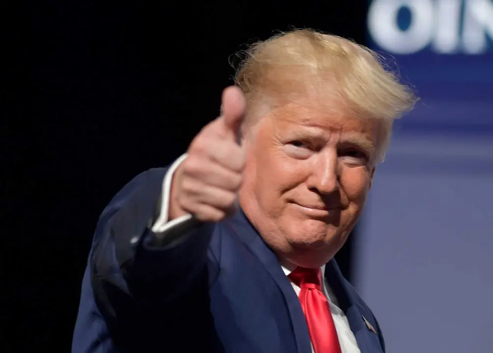 Archivo - 21 December 2019, US, West Palm Beach: US&nbsp;President Donald Trump reacts during the Turning Point USA Student Action Summit at the Palm Beach County Convention Center. Photo: -/SMG via ZUMA Wire/dpa