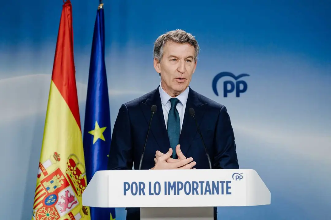 El presidente del Partido Popular, Alberto N&uacute;&ntilde;ez Feij&oacute;o, durante una rueda de prensa, en la sede del PP, a 23 de enero de 2026, en Madrid (Espa&ntilde;a). 
