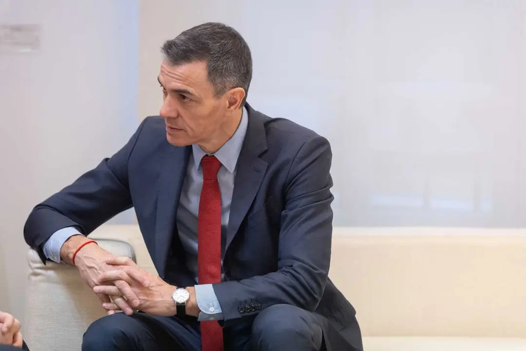 El presidente del Gobierno, Pedro S&aacute;nchez, recibe al presidente del L&iacute;bano, Joseph Aoun, en el Palacio de la Moncloa, a 2 de febrero de 2026, en Madrid (Espa&ntilde;a). 