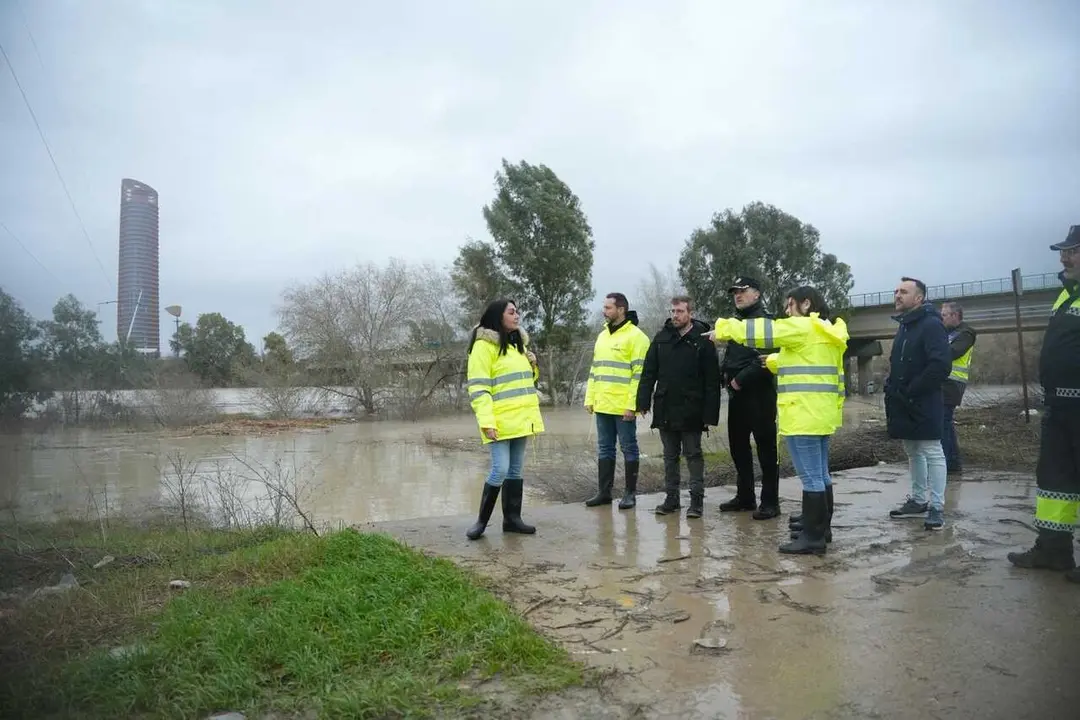 El subdelegado del Gobierno, junto al Puente de la Se&ntilde;orita, que une Sevilla con Camas.