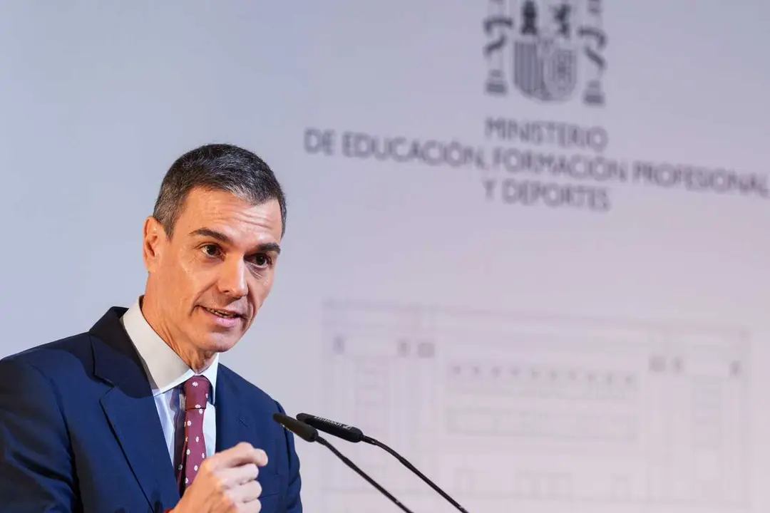 El presidente del Gobierno, Pedro S&aacute;nchez, durante la jornada &lsquo;Formaci&oacute;n Profesional y Empresa: la alianza que impulsa el futuro&rsquo;, en el Ministerio de Educaci&oacute;n, a 4 de febrero de 2026, en Madrid (Espa&ntilde;a). La cita, en la que tambi&eacute;n interviene la ministra