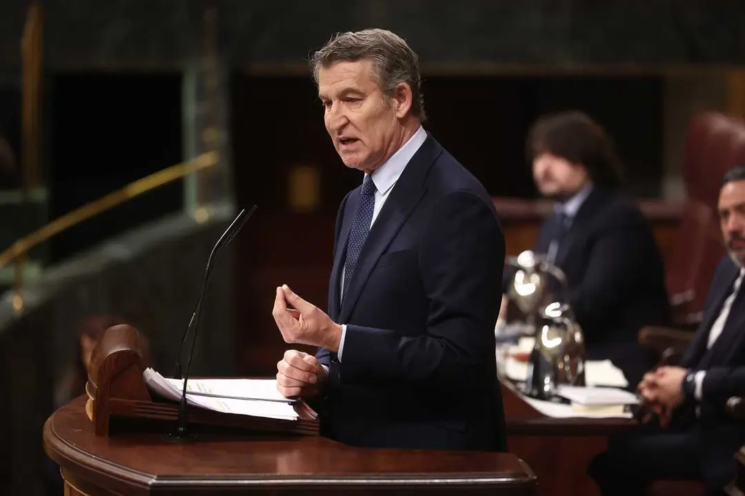 El presidente del Partido Popular, Alberto N&uacute;&ntilde;ez Feij&oacute;o, en una sesi&oacute;n de control al Gobierno , en el Congreso de los Diputados, a 11 de febrero de 2026, en Madrid (Espa&ntilde;a). 