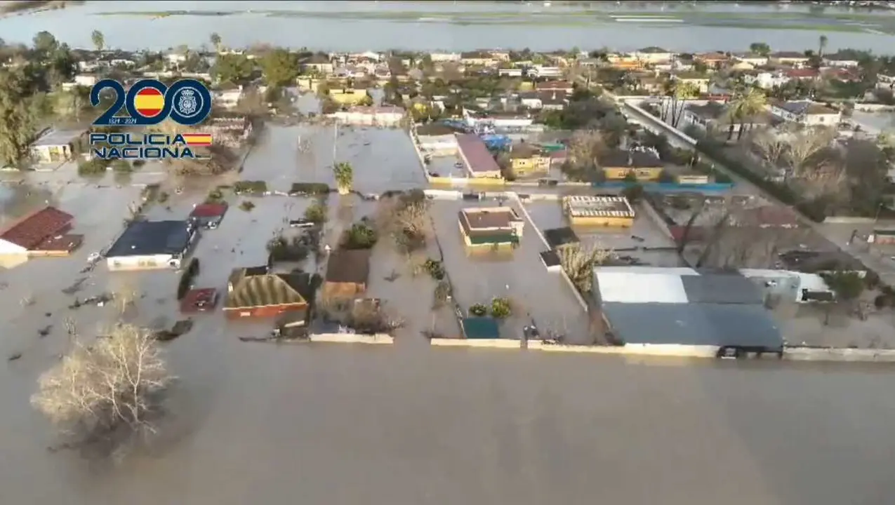 Parcelas inundadas junto al aeropuerto de C&oacute;rdoba por la crecida del r&iacute;o Guadalquivir.