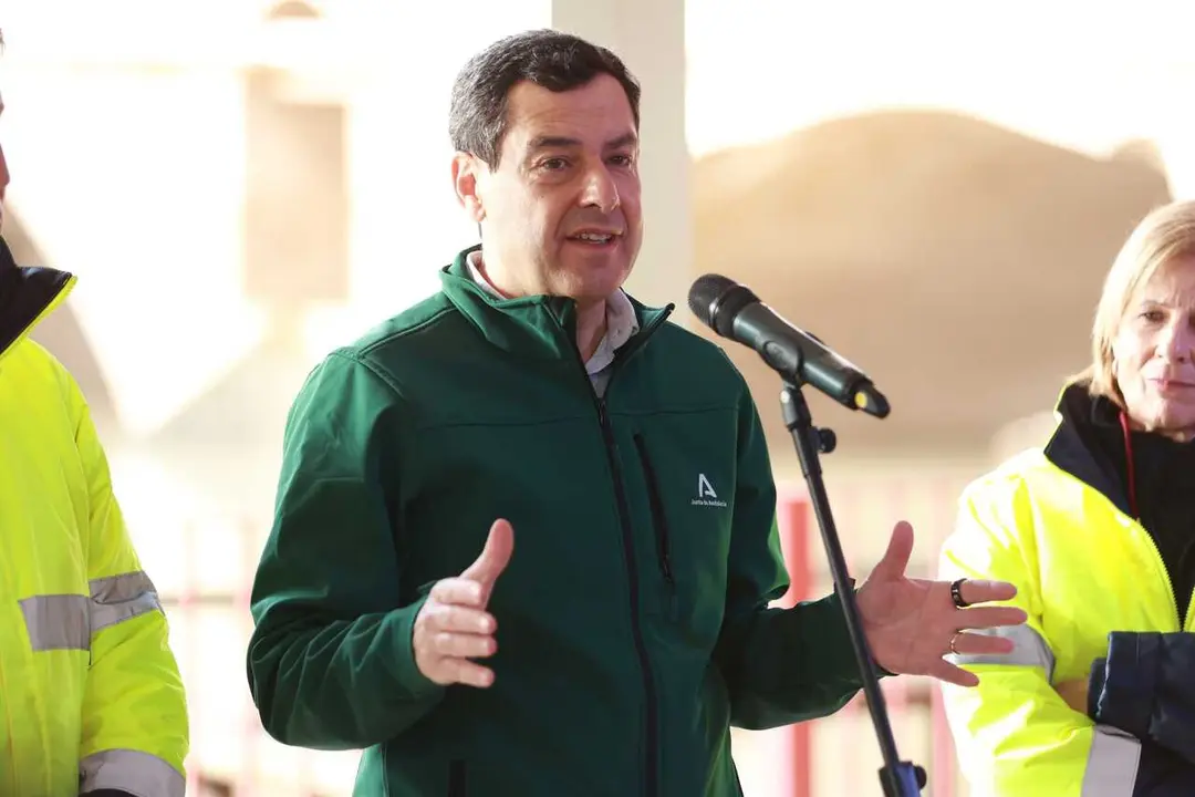 El presidente de la Junta de Andaluc&iacute;a, Juanma Moreno, en Jerez de la Frontera (C&aacute;diz).