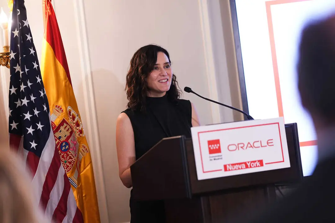 Archivo - La presidenta de la Comunidad de Madrid, Isabel D&iacute;az Ayuso, anuncia un nuevo proyecto con Oracle para reducir las listas de espera con IA