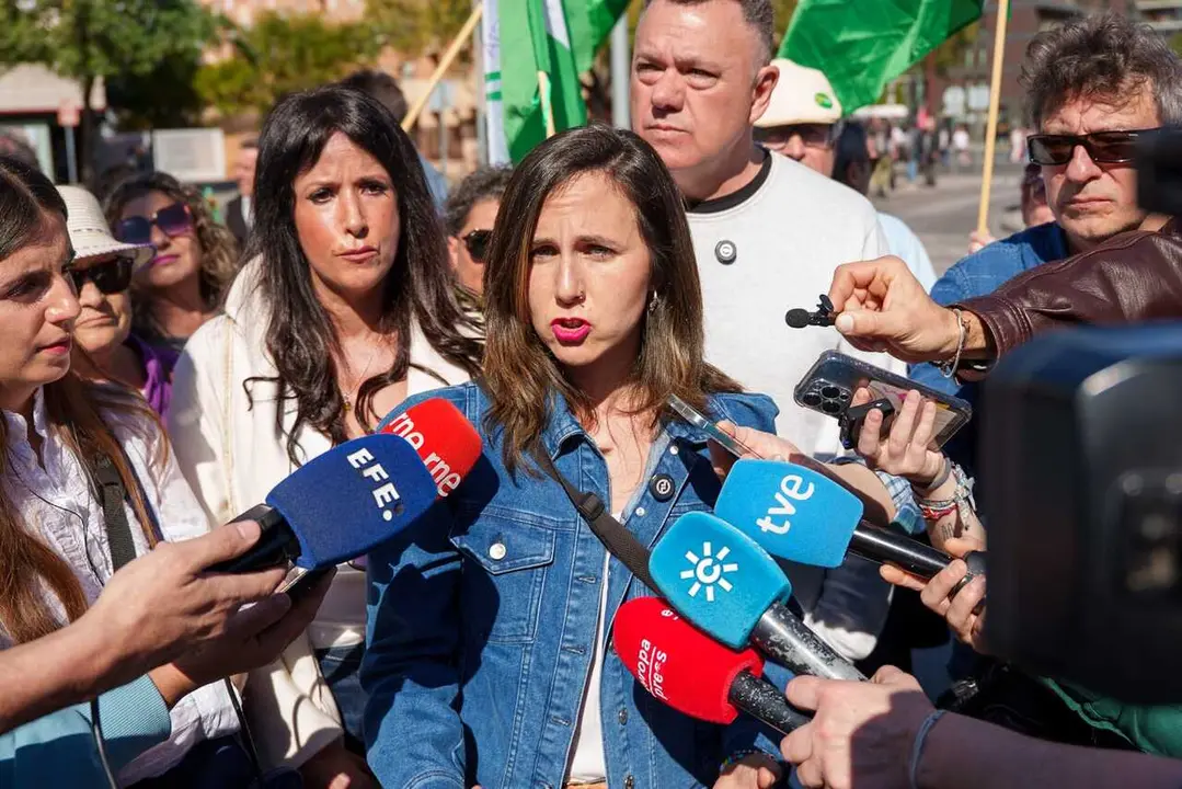 La secretaria general de Podemos, Ione Belarra, en la la manifestaci&oacute;n convocada por la Plataforma 28F.