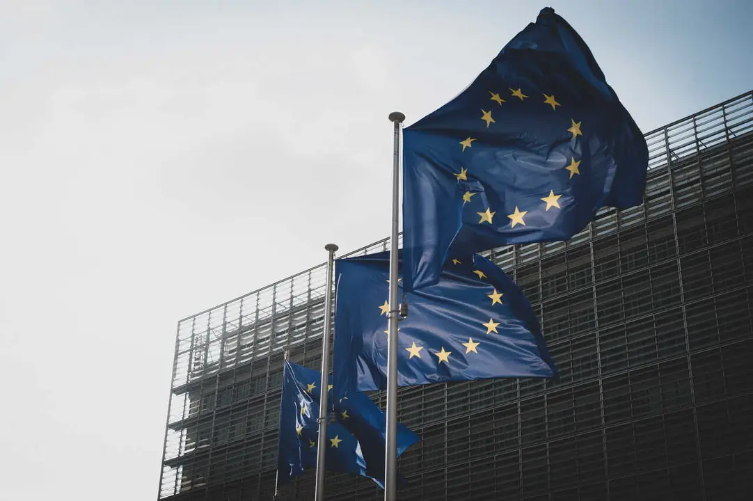 European flags in front of EU institutions in the Belgian capital.