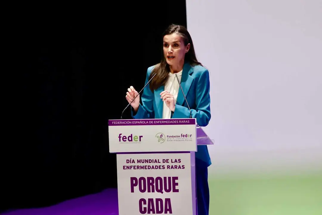 La Reina Letizia interviene durante el acto con motivo del &lsquo;D&iacute;a Mundial de las Enfermedades Raras&rsquo;, en el Palacio de Congresos de Castell&oacute;n