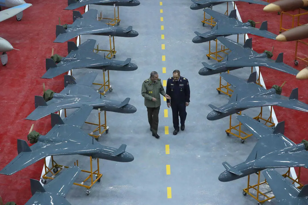 Archivo - Ceremonia de presentaci&oacute;n de 1.000 nuevos drones iran&iacute;es en enero de 2025