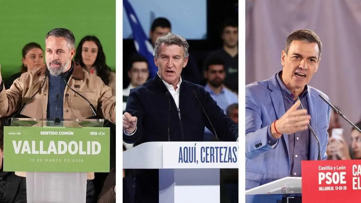 Santiago Abascal, Alberto N&uacute;&ntilde;ez Feij&oacute;o y Pedro S&aacute;nchez en los cierres de campa&ntilde;a de sus partidos en Valladolid.