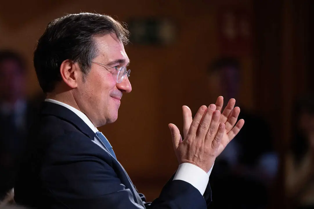 Minister of Foreign Affairs Jose Manuel Albares seen during the tribute to Nicolas Sanchez Albornoz at the Cervantes Institute.