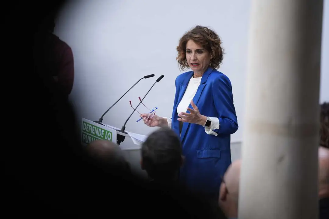 La secretaria general del PSOE-A y candidata a la Presidencia de la Junta de Andaluc&iacute;a, Mar&iacute;a Jes&uacute;s Montero, ofrece una rueda de prensa, para abordar asuntos en relaci&oacute;n a la convocatoria de elecciones en Andaluc&iacute;a. A 24 de marzo de 2026, en Sevilla (Anda